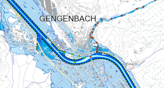 Hochwassergefahrenkarte Gengenbach (Quelle: https://udo.lubw.baden-wuerttemberg.de/public/pages/map/default/index.xhtml)